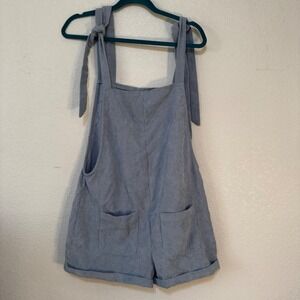 SHEIN‎ Blue Corduroy Tie Strap Shortalls Overalls Women's Size M